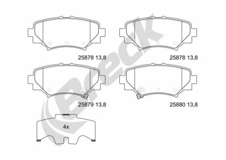 Гальмівні колодки, дискові BRECK 25878 00 704 00