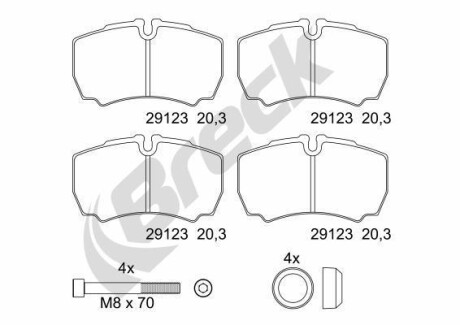 Колодки гальмівні IVECO T. DAILY 99-/06-/11-/14- BRECK 291230070300