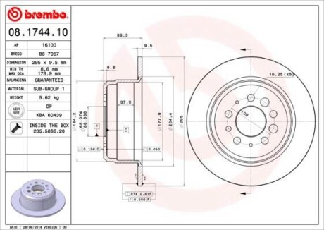 Гальмівний диск BREMBO 08.1744.10