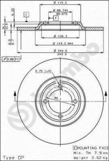 Гальмівний диск BREMBO 08.2244.10
