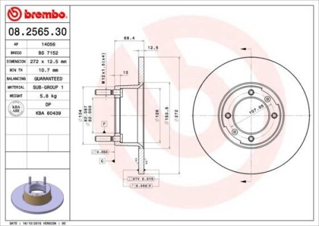 Гальмівний диск BREMBO 08.2565.30