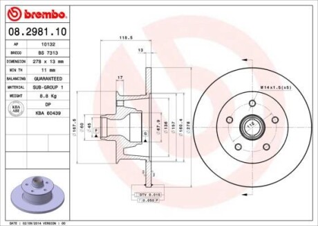 Гальмівний диск BREMBO 08298110