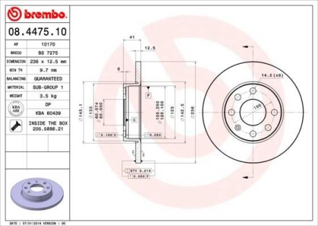 Гальмівний диск BREMBO 08447510