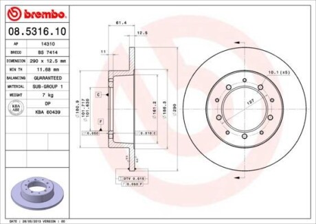 Тормозной диск BREMBO 08531610