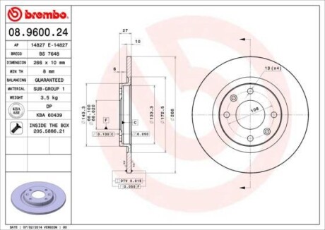 Гальмівний диск BREMBO 08960024