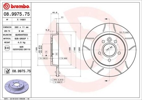 Тормозной диск BREMBO 08997575