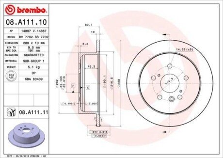 Тормозной диск BREMBO 08.A111.10