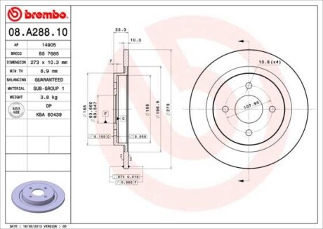 Гальмівний диск BREMBO 08A28810