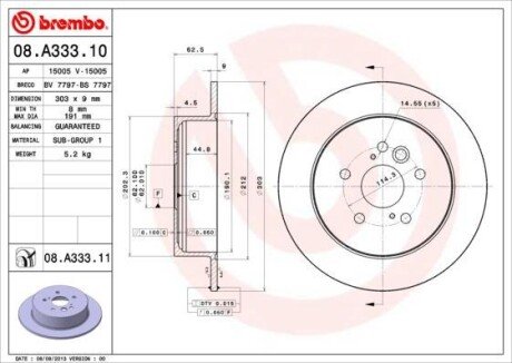 Автозапчасть BREMBO 08.A333.10