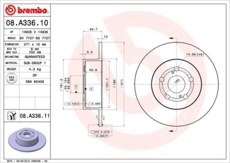 Тормозной диск BREMBO 08A33611