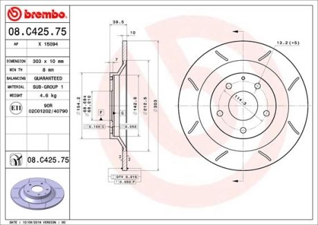 Тормозной диск BREMBO 08C42575