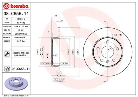 Тормозной диск BREMBO 08C65611