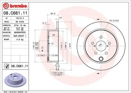 Диск тормозной BREMBO 08C66111