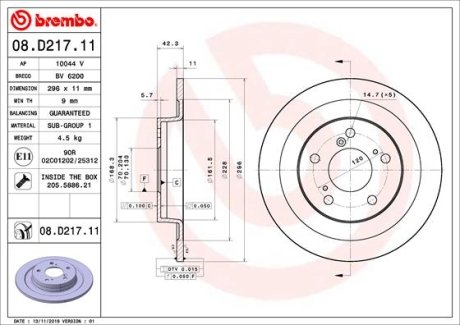 Tarcza ham. BREMBO 08D21711