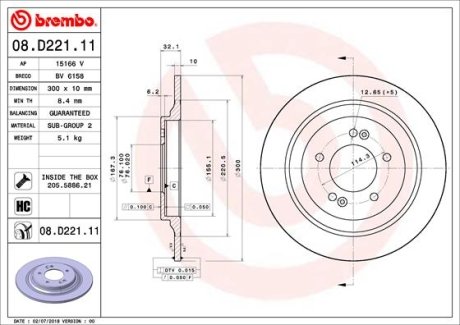 Тормозной диск BREMBO 08D22111