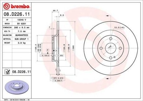 Tarcza ham. F124 SPIDER tyі BREMBO 08D22611