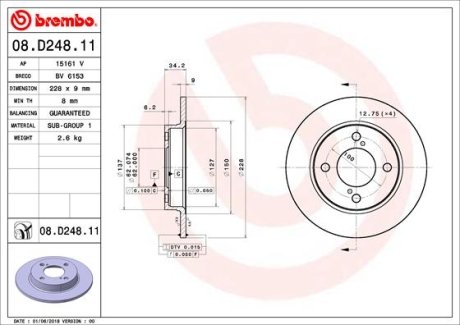 Тормозной диск BREMBO 08D24811