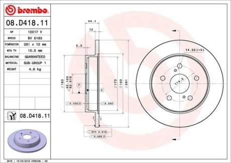 Тормозной диск BREMBO 08D41811