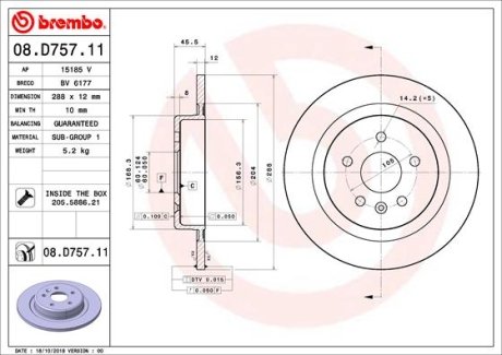 Тормозной диск BREMBO 08D75711