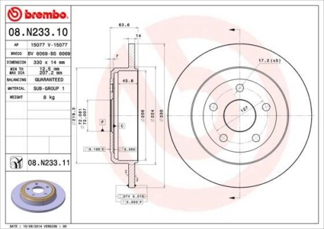 Диск гальмівний BREMBO 08N23311