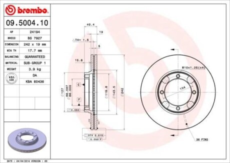 Тормозной диск BREMBO 09500410