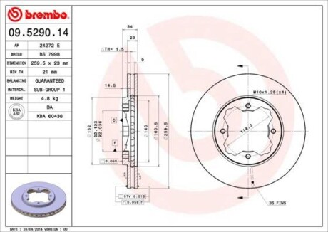 Гальмівний диск BREMBO 09.5290.14