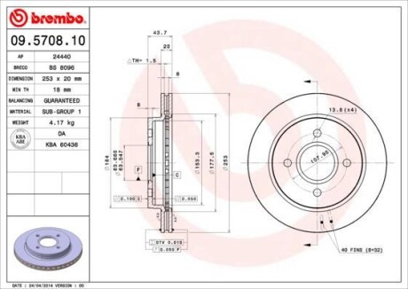 Тормозной диск BREMBO 09570810