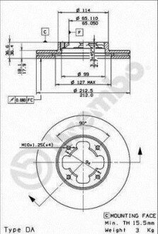 Гальмівний диск BREMBO 09586710