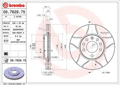 Тормозной диск BREMBO 09762975