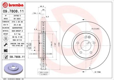 Гальмівний диск BREMBO 09780811