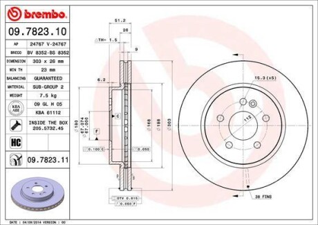 Тормозной диск BREMBO 09782311