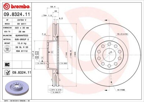 Тормозной диск BREMBO 09832411