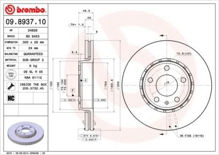 Диск гальмівний BREMBO 09893711