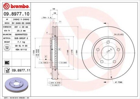 Тормозной диск BREMBO 09.8977.10