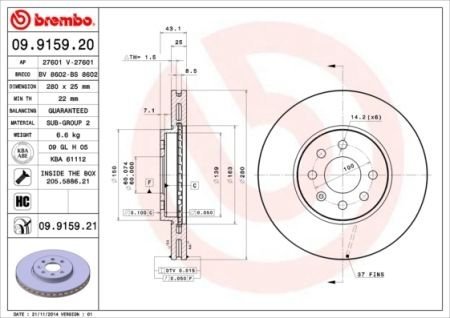 Диск гальмівний BREMBO 09915921