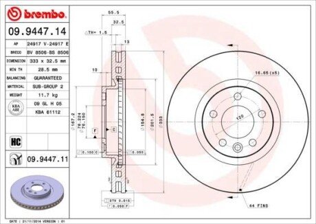 Тормозной диск BREMBO 09.9447.14