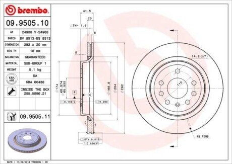 Тормозной диск BREMBO 09.9505.10