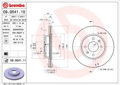 Диск тормозной BREMBO 09.9541.10