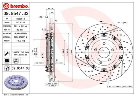 Тормозной диск BREMBO 09954733