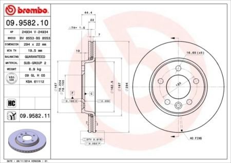 Диск гальмівний BREMBO 09958211