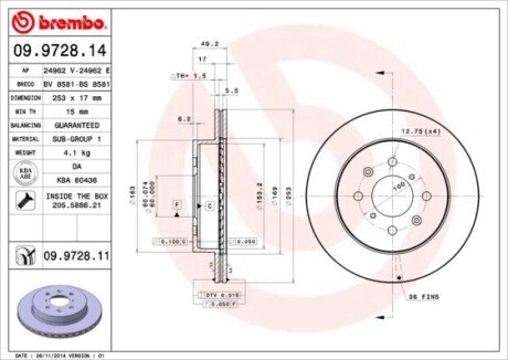 Тормозной диск BREMBO 09972811