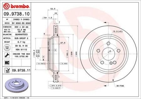 Гальмівний диск BREMBO 09973811