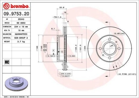 Диск гальмівний BREMBO 09975321