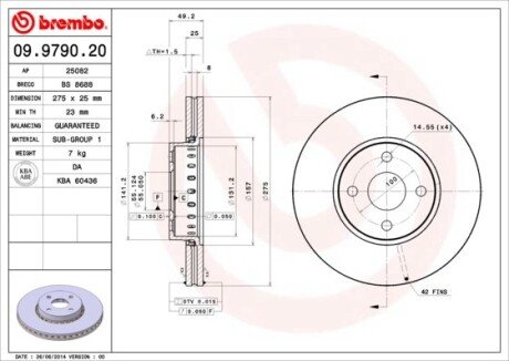 Тормозной диск BREMBO 09979020