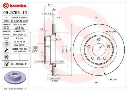 Диск тормозной BREMBO 09979311