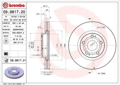 Гальмівний диск BREMBO 09981720