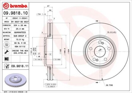 Тормозной диск BREMBO 09981811