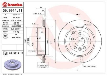 Тормозной диск BREMBO 09991411