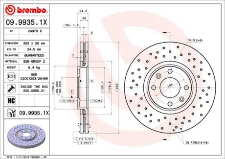 Диск гальмівнийPRZ XTRA CITROEN C4 BREMBO 0999351X