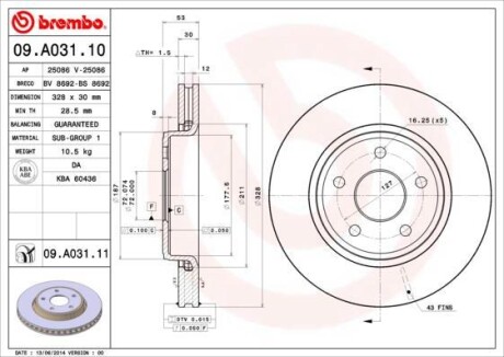 Гальмівний диск BREMBO 09A03110